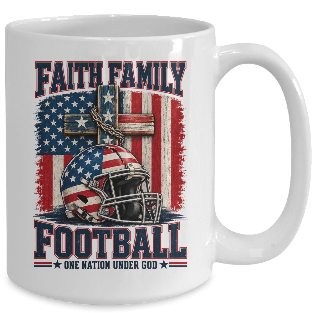 Patriotic Football Faith Family Football American Flag Men Mug | siriusteestore