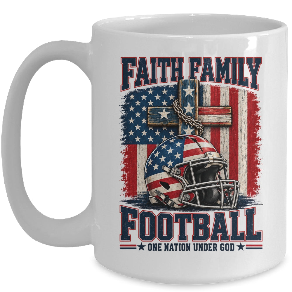 Patriotic Football Faith Family Football American Flag Men Mug | siriusteestore