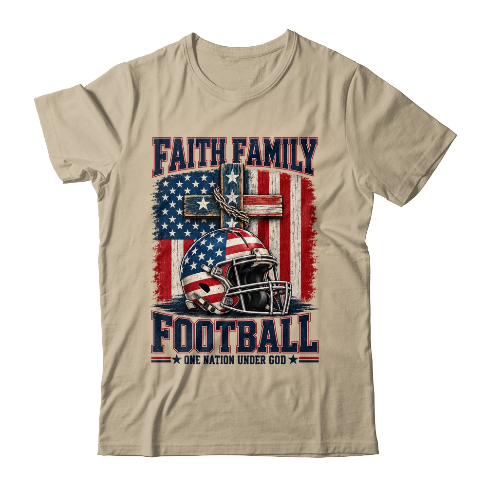 Patriotic Football Faith Family Football American Flag Men Shirt & Hoodie | siriusteestore