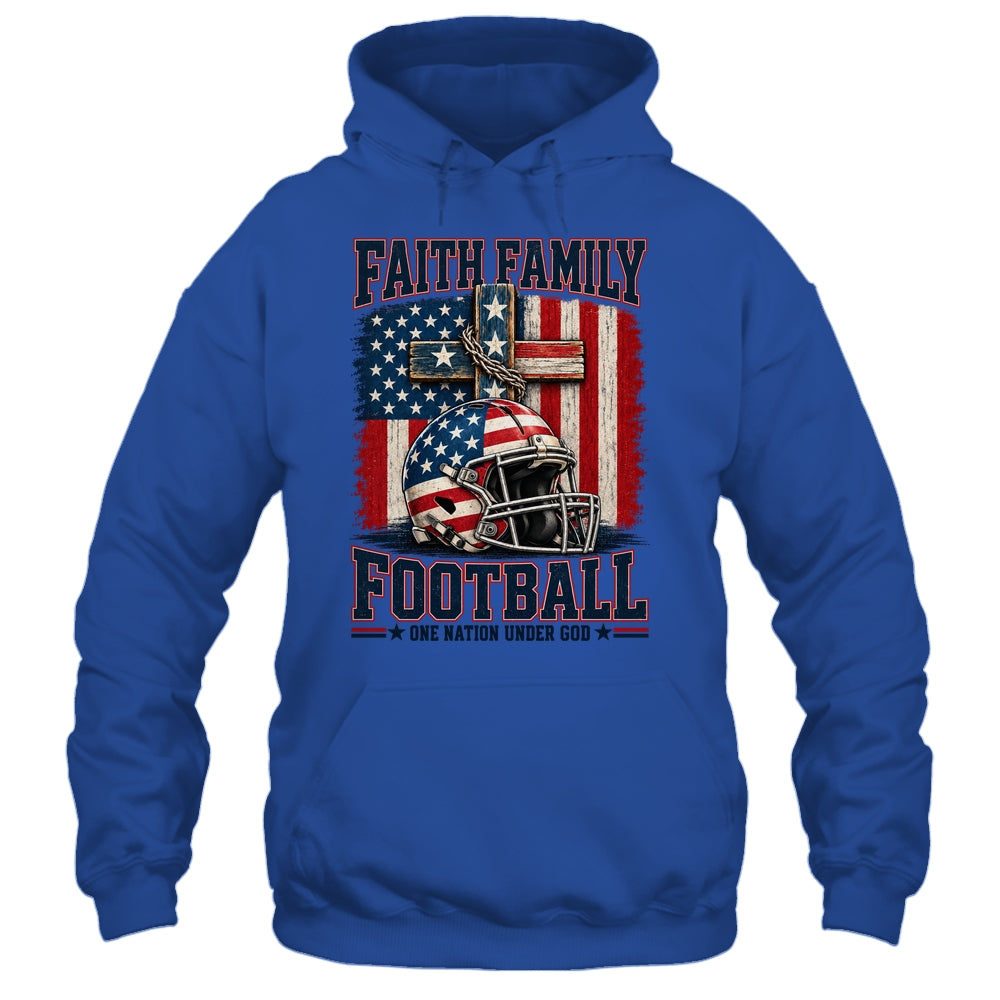 Patriotic Football Faith Family Football American Flag Men Shirt & Hoodie | siriusteestore