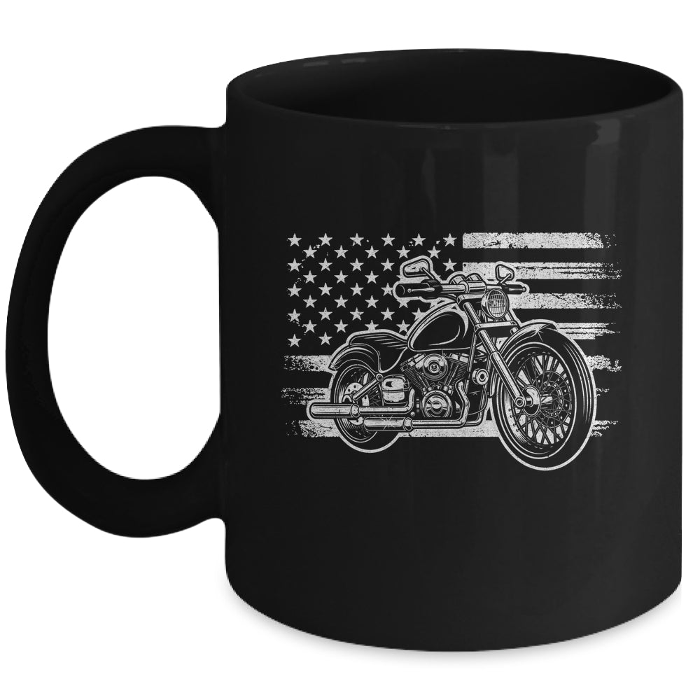 Patriotic Motorcycle Biker Vintage American US Flag Mug | siriusteestore