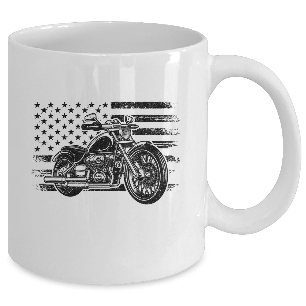Patriotic Motorcycle Vintage American US Flag Biker Mug | siriusteestore