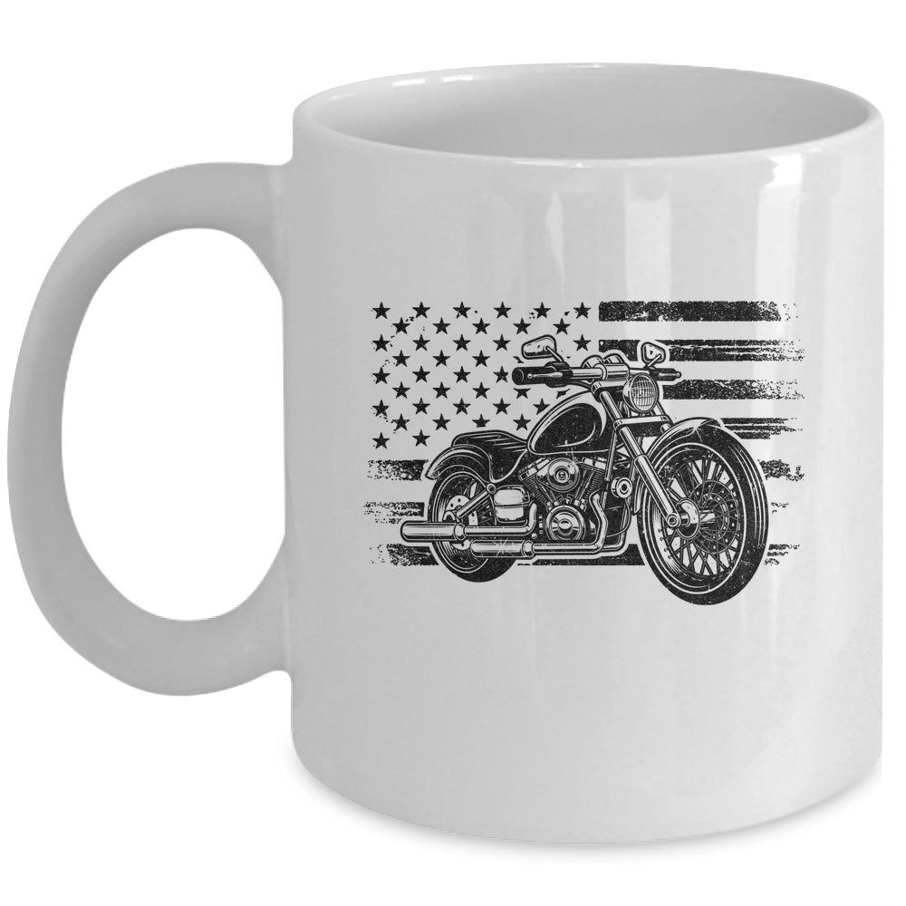 Patriotic Motorcycle Vintage American US Flag Biker Mug | siriusteestore