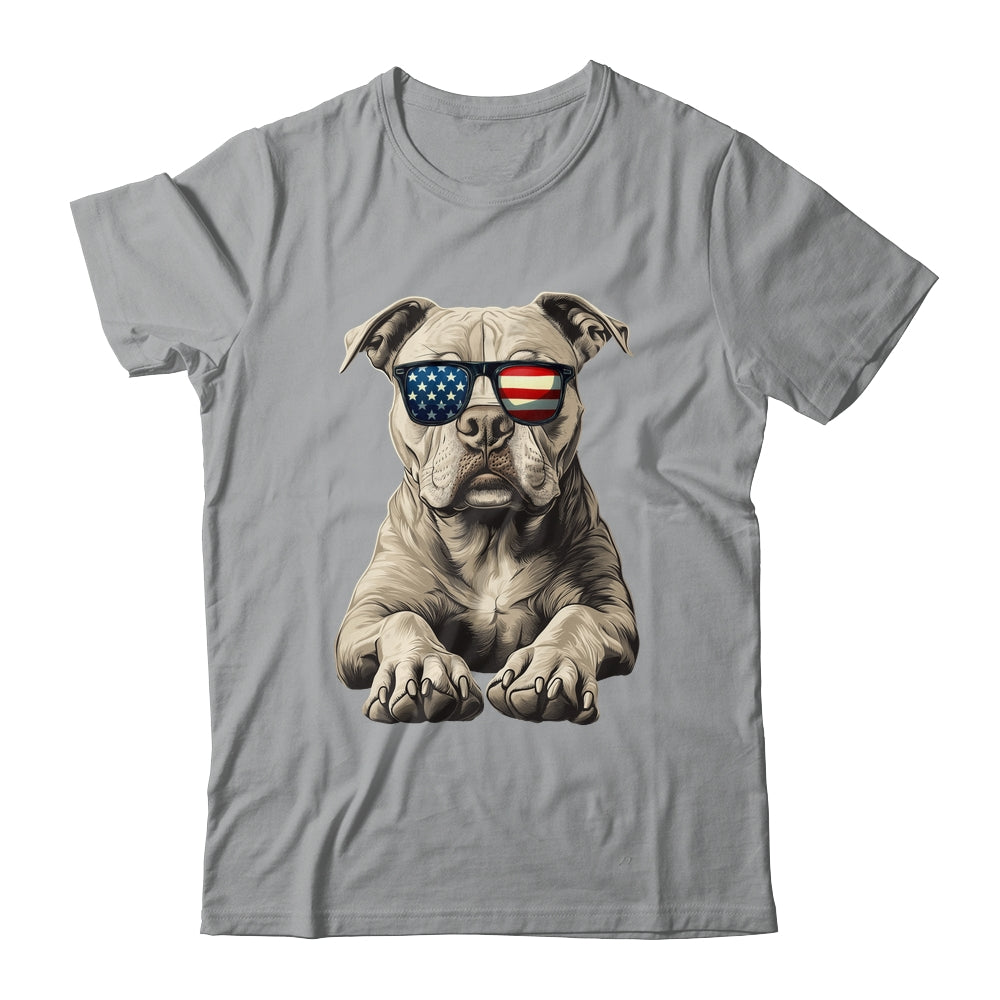 Patriotic Pitbull Dog USA Flag 4th Of July Shirt & Tank Top | siriusteestore