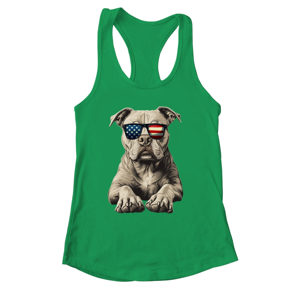 Patriotic Pitbull Dog USA Flag 4th Of July Shirt & Tank Top | siriusteestore