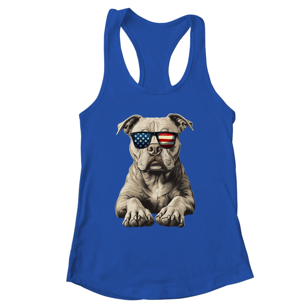 Patriotic Pitbull Dog USA Flag 4th Of July Shirt & Tank Top | siriusteestore