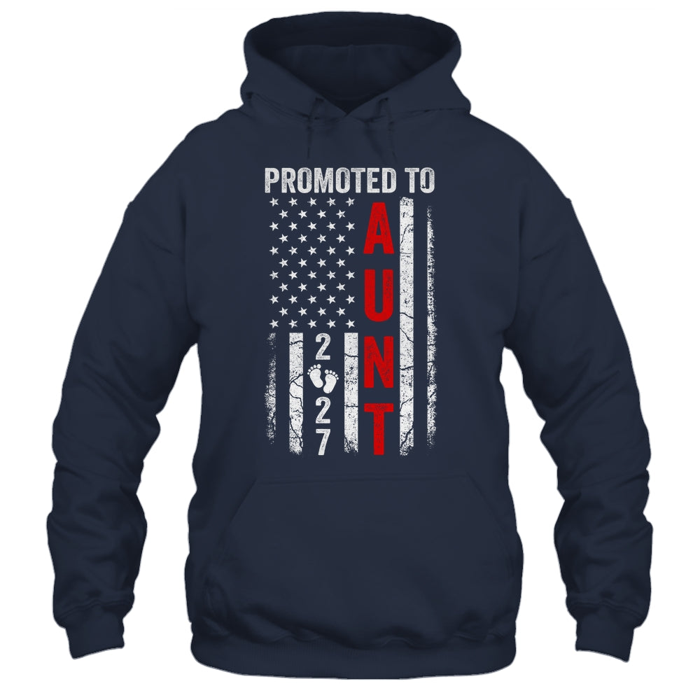 Patriotic Promoted To Aunt 2027 First Time New Aunt Shirt & Hoodie | siriusteestore