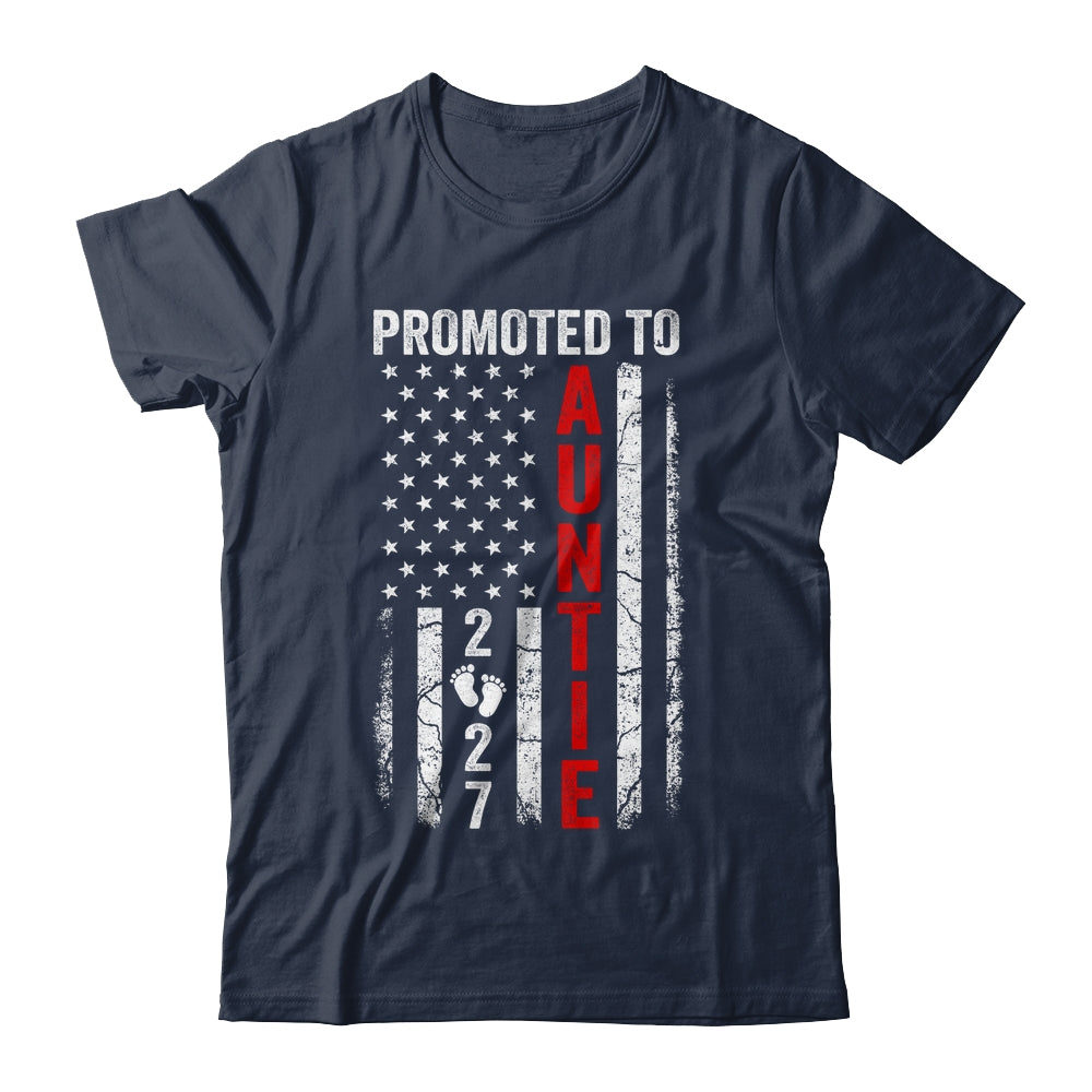 Patriotic Promoted To Auntie 2027 First Time New Auntie Shirt & Hoodie | siriusteestore