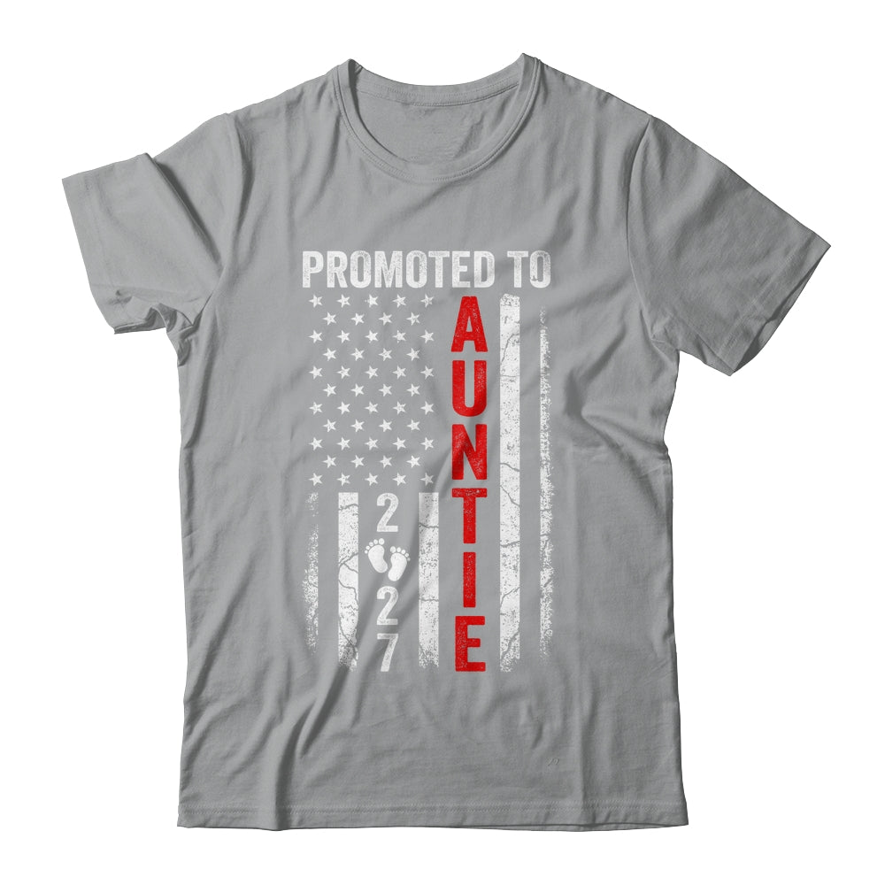 Patriotic Promoted To Auntie 2027 First Time New Auntie Shirt & Hoodie | siriusteestore