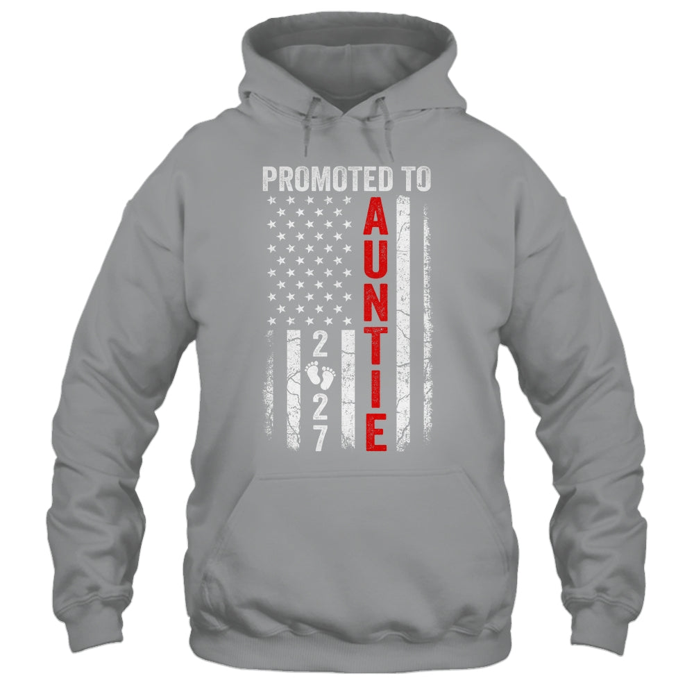 Patriotic Promoted To Auntie 2027 First Time New Auntie Shirt & Hoodie | siriusteestore