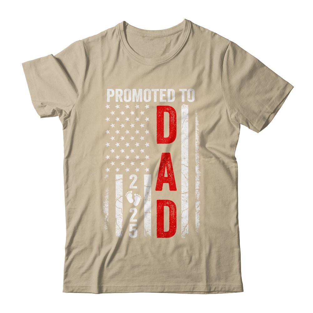 Patriotic Promoted To Dad 2025 First Time New Daddy Shirt & Hoodie | siriusteestore