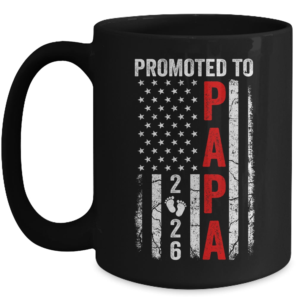 Patriotic Promoted To Papa 2026 First Time New Papa Mug | siriusteestore