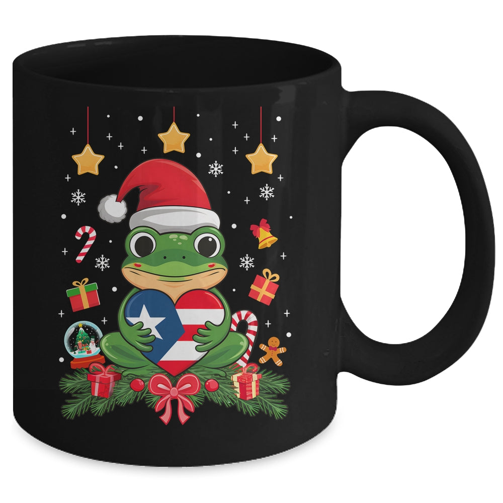 Patriotic Puerto Rico Flag Frog Tree Christmas Puero Rican Mug | siriusteestore