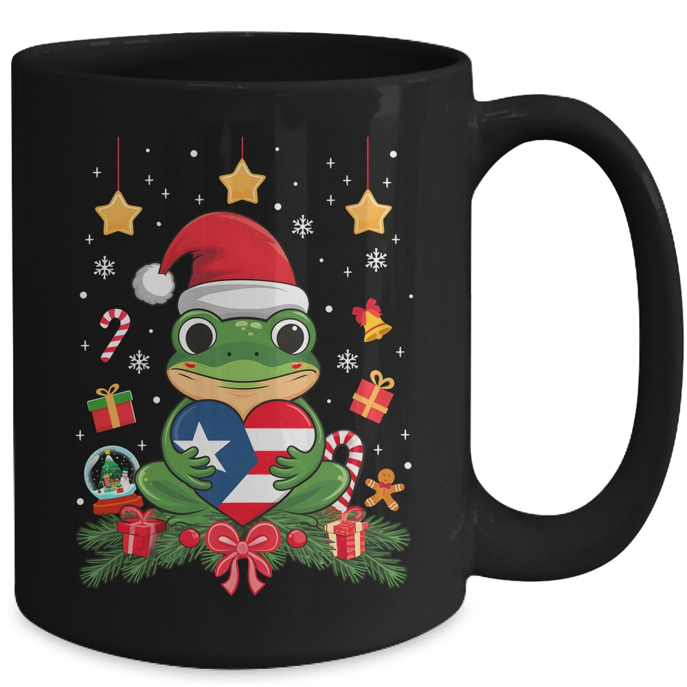 Patriotic Puerto Rico Flag Frog Tree Christmas Puero Rican Mug | siriusteestore