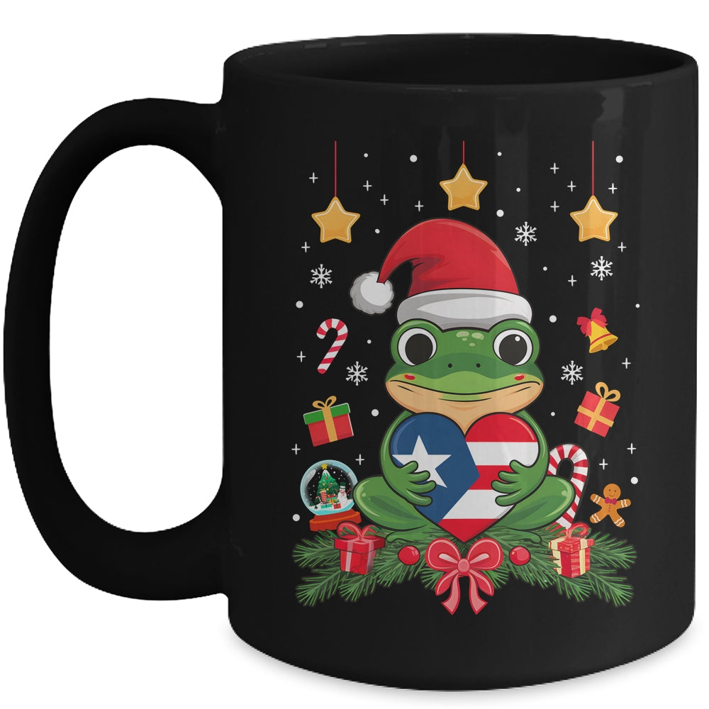 Patriotic Puerto Rico Flag Frog Tree Christmas Puero Rican Mug | siriusteestore