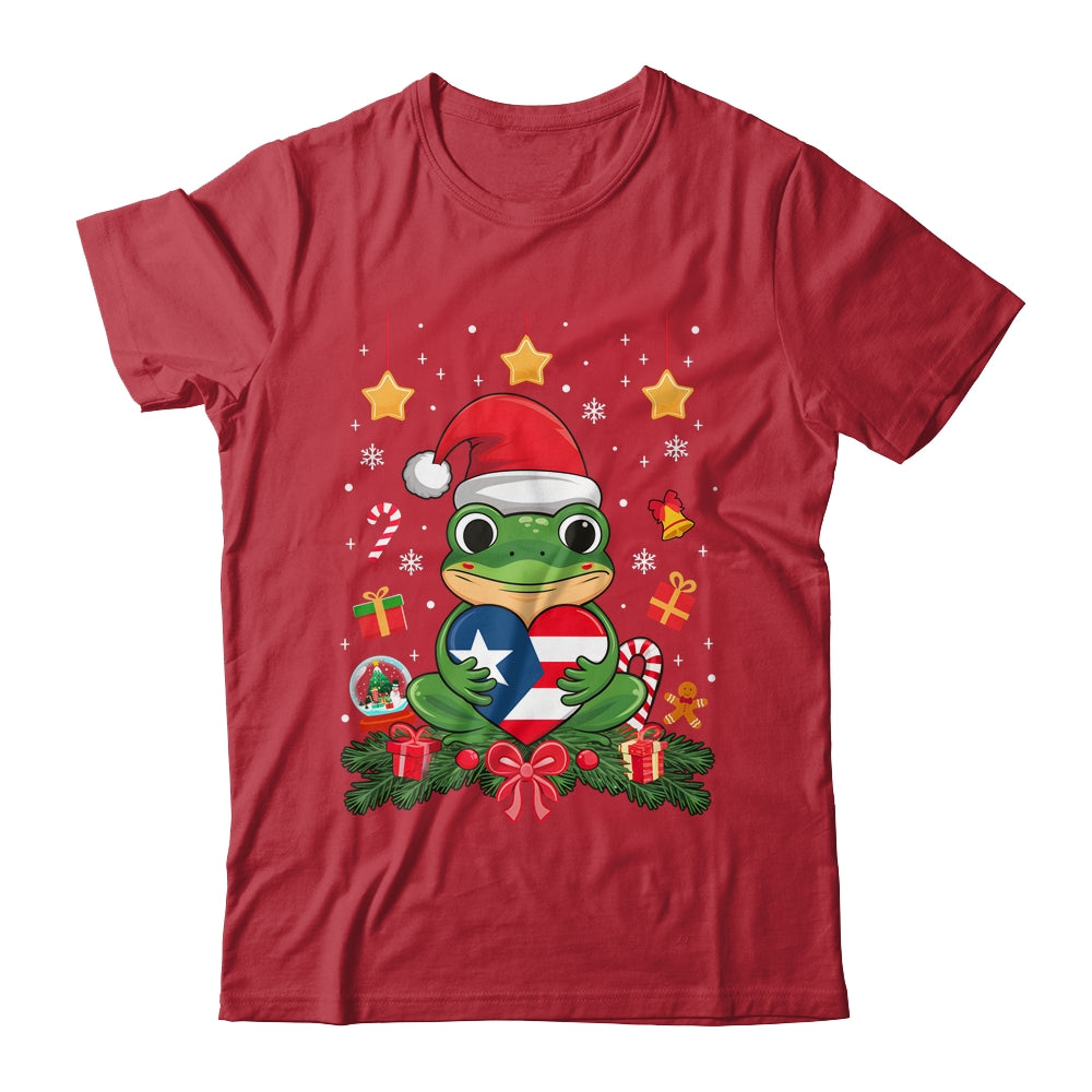 Patriotic Puerto Rico Flag Frog Tree Christmas Puero Rican Shirt & Sweatshirt | siriusteestore
