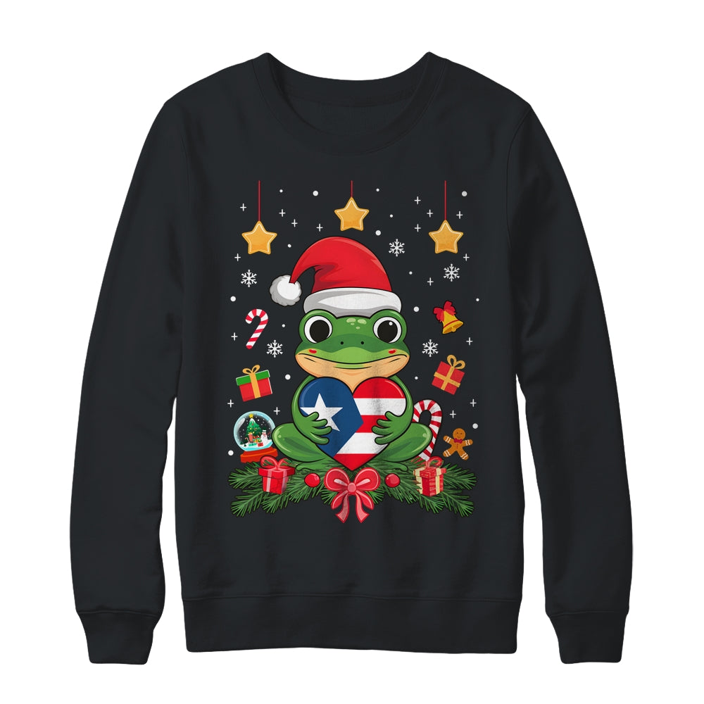 Patriotic Puerto Rico Flag Frog Tree Christmas Puero Rican Shirt & Sweatshirt | siriusteestore