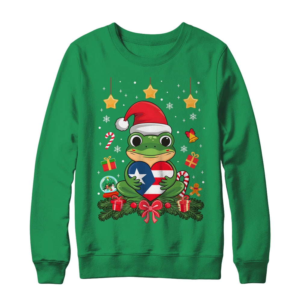 Patriotic Puerto Rico Flag Frog Tree Christmas Puero Rican Shirt & Sweatshirt | siriusteestore