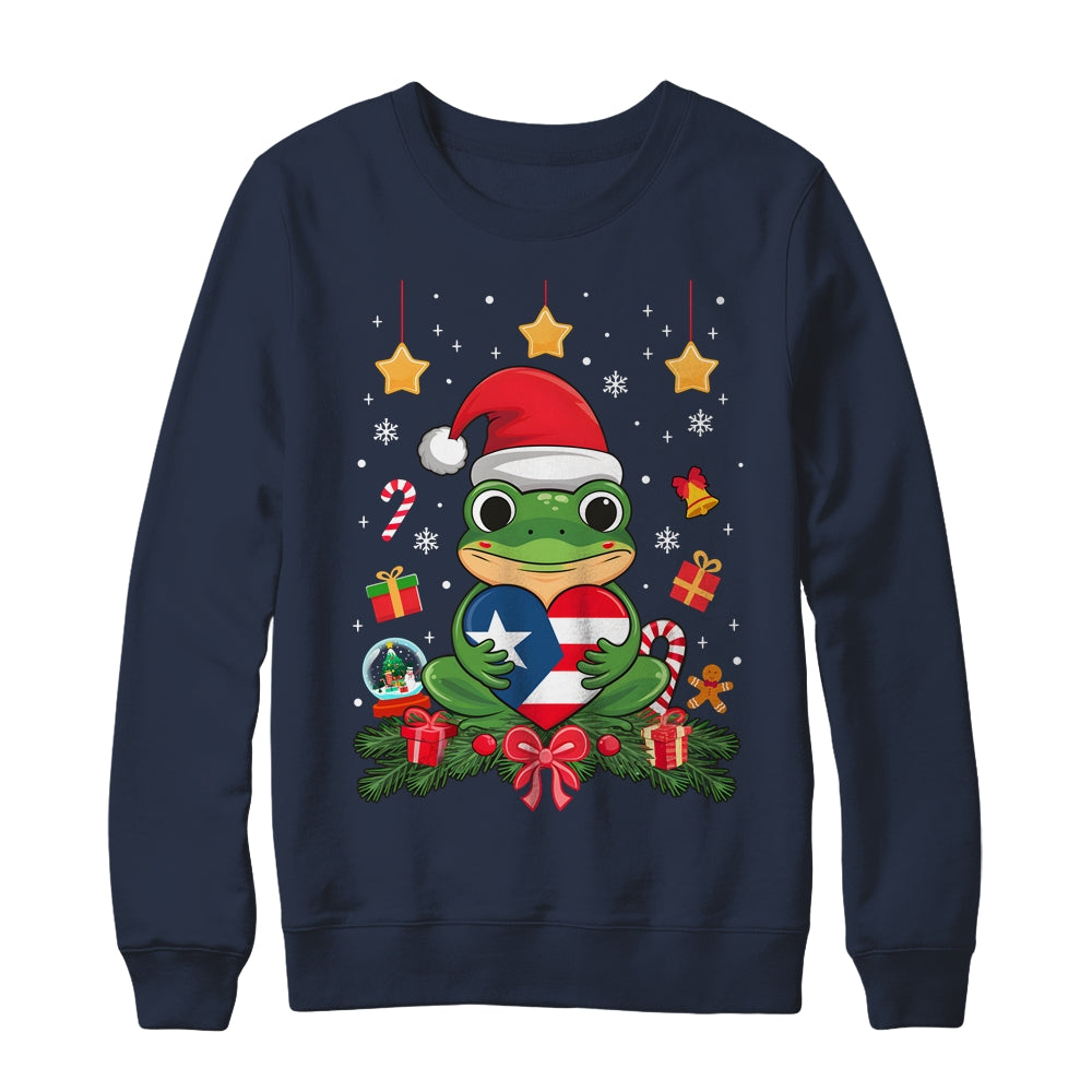 Patriotic Puerto Rico Flag Frog Tree Christmas Puero Rican Shirt & Sweatshirt | siriusteestore