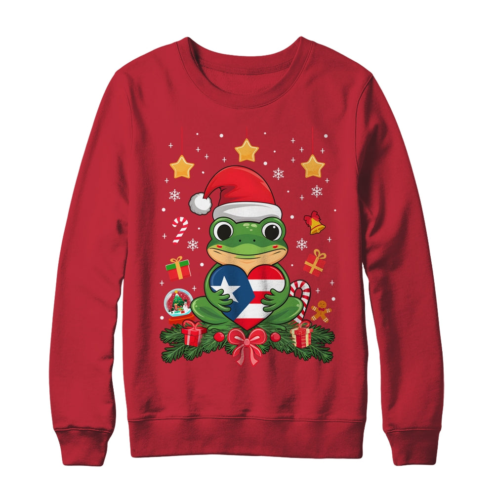 Patriotic Puerto Rico Flag Frog Tree Christmas Puero Rican Shirt & Sweatshirt | siriusteestore
