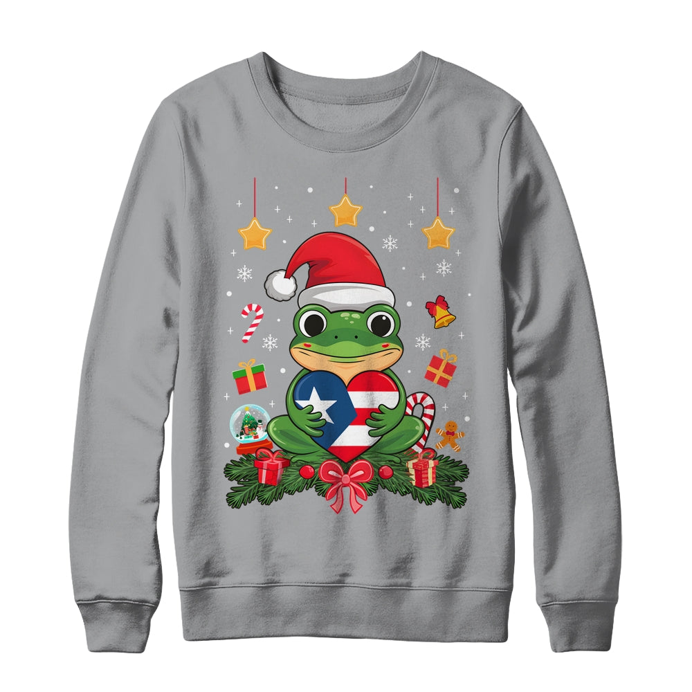 Patriotic Puerto Rico Flag Frog Tree Christmas Puero Rican Shirt & Sweatshirt | siriusteestore