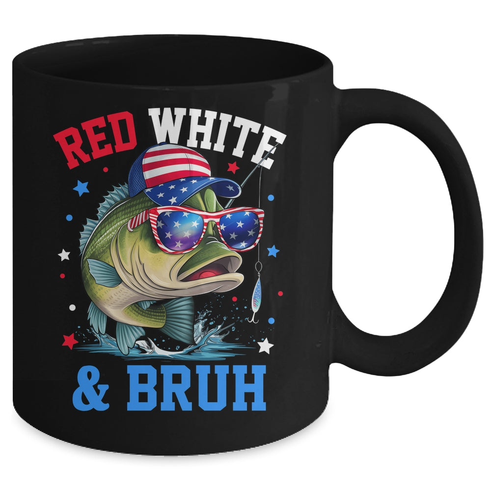 Patriotic Red White & Bruh America Fish Fishing 4th Of July Mug | siriusteestore