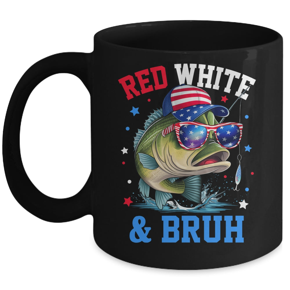 Patriotic Red White & Bruh America Fish Fishing 4th Of July Mug | siriusteestore