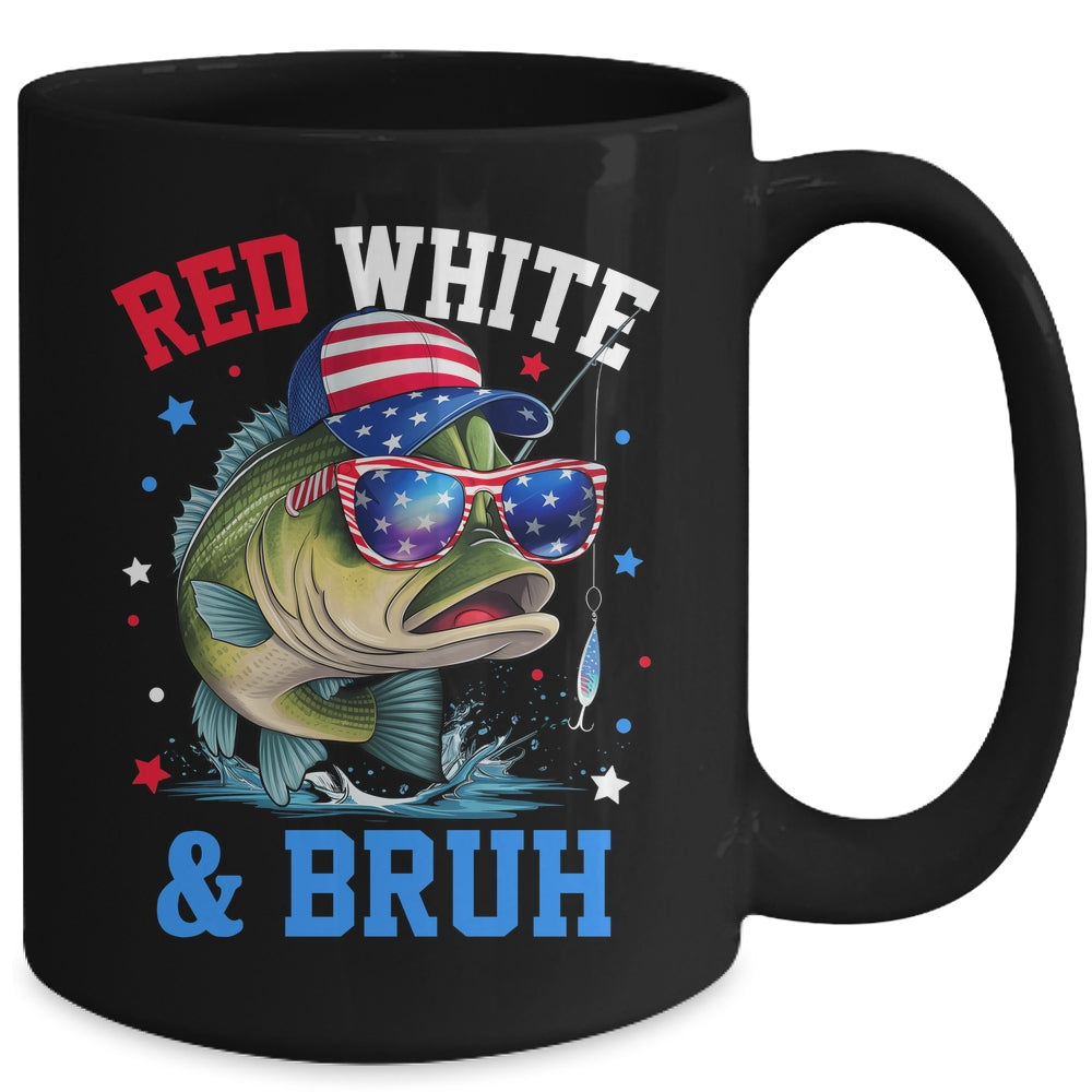 Patriotic Red White & Bruh America Fish Fishing 4th Of July Mug | siriusteestore