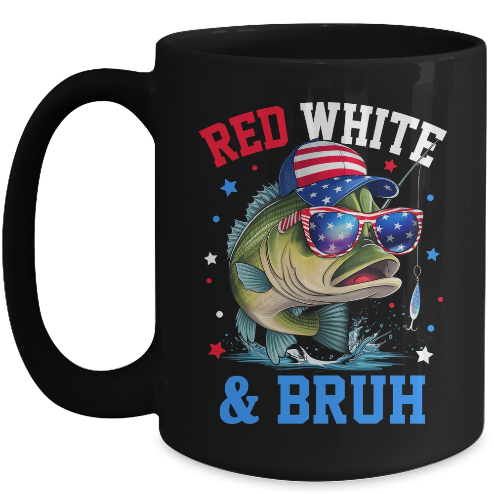 Patriotic Red White & Bruh America Fish Fishing 4th Of July Mug | siriusteestore