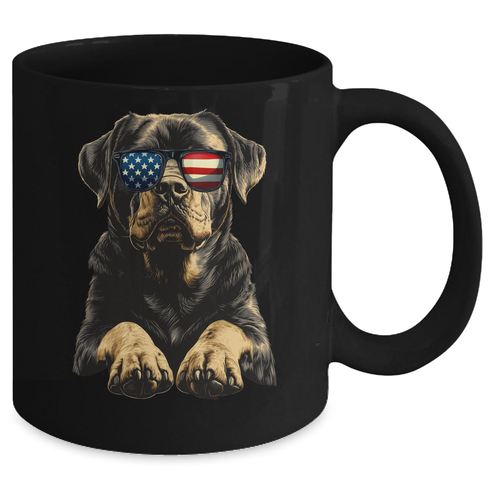 Patriotic Rottweiler Dog USA Flag 4th Of July Mug | siriusteestore