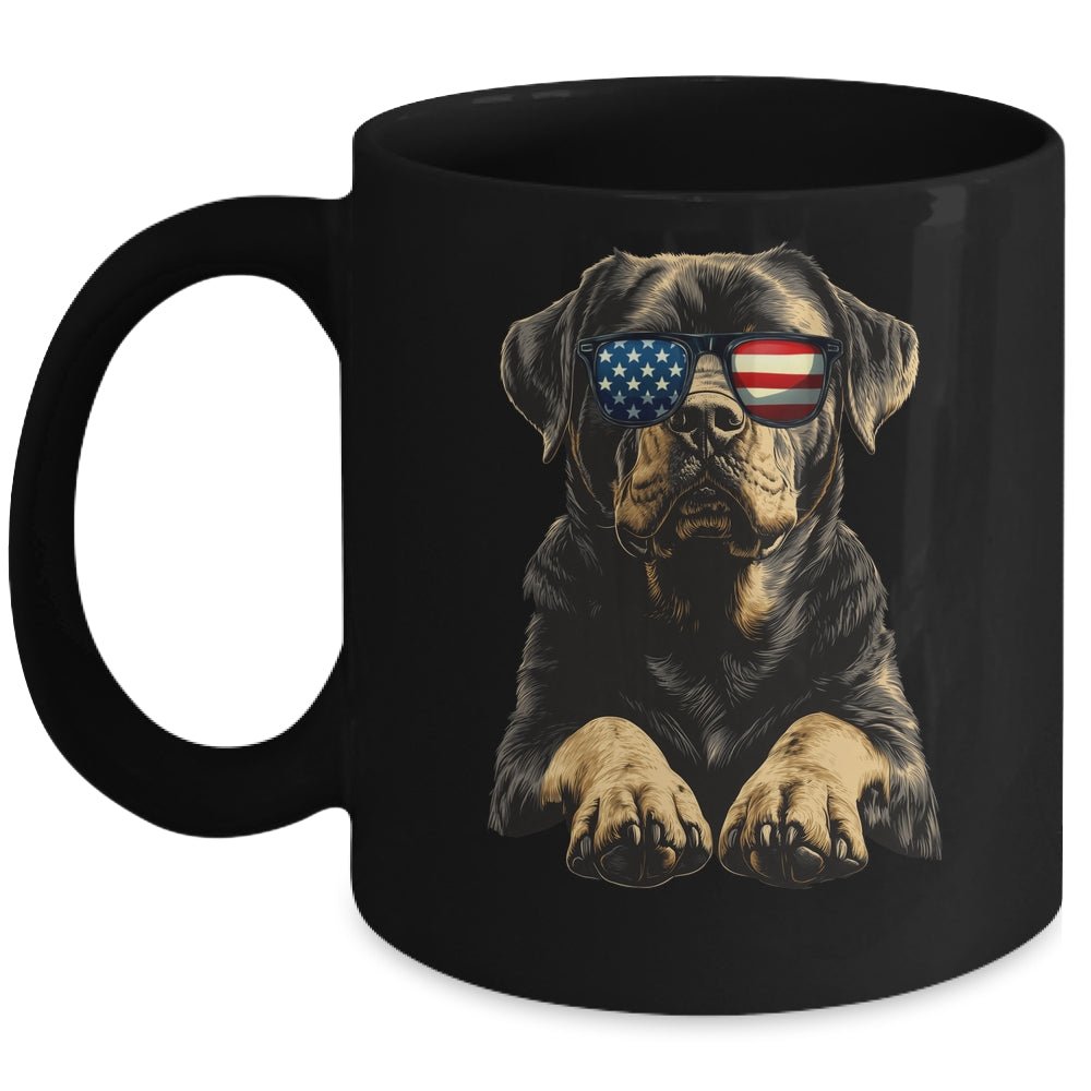 Patriotic Rottweiler Dog USA Flag 4th Of July Mug | siriusteestore