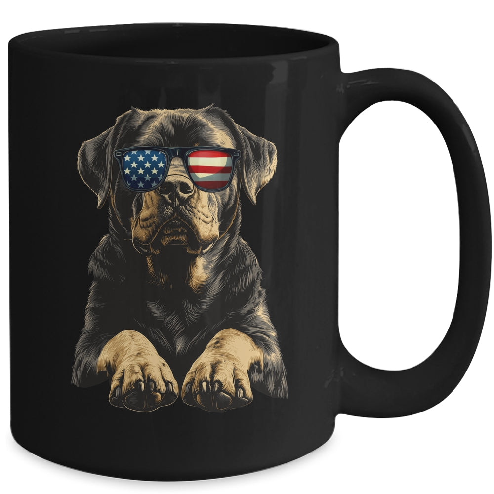 Patriotic Rottweiler Dog USA Flag 4th Of July Mug | siriusteestore