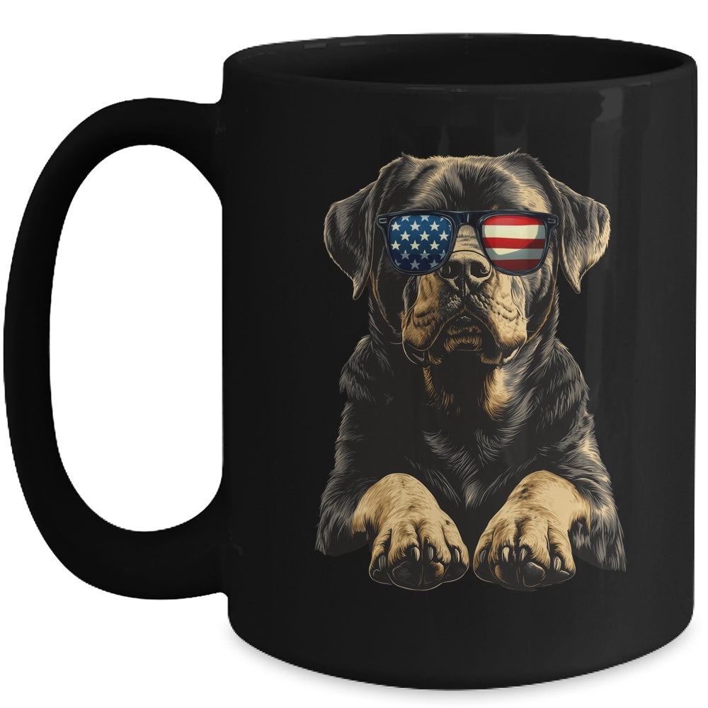 Patriotic Rottweiler Dog USA Flag 4th Of July Mug | siriusteestore