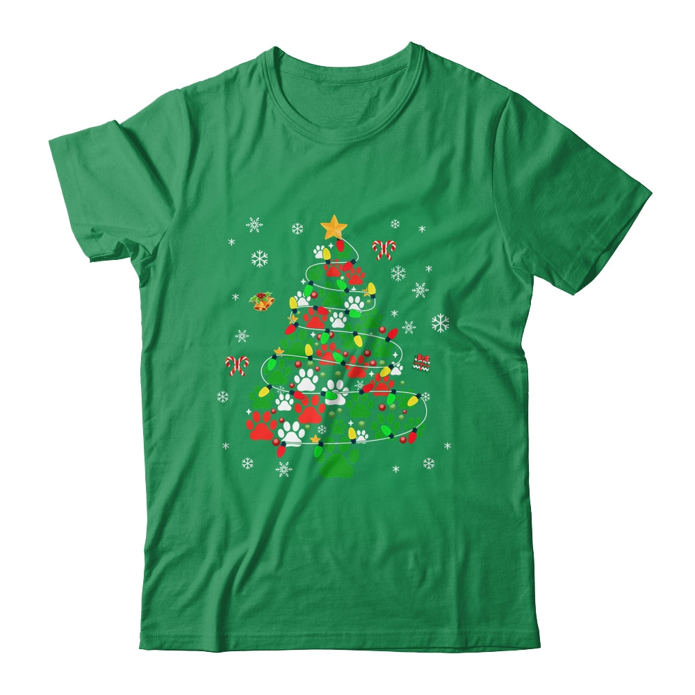 Paws Print Christmas Tree Dog Or Cat With Santa Lights Shirt & Sweatshirt | siriusteestore