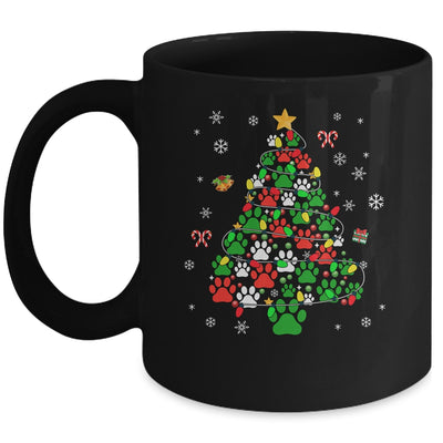 Paws Print Christmas Tree Dog Or Cat With Santa Lights Mug | siriusteestore