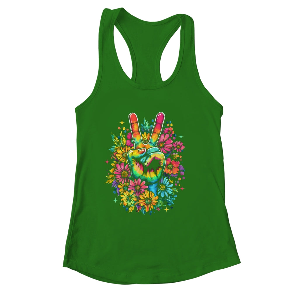 Peace Hippie 60s 70s Tie Dye Flower Love Women Costume Shirt & Tank Top | siriusteestore