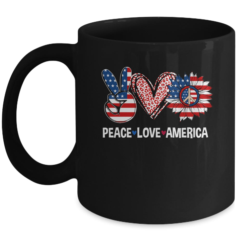 Peace Love America US Flag Fourth Womens 4th Of July Patriot Mug | siriusteestore