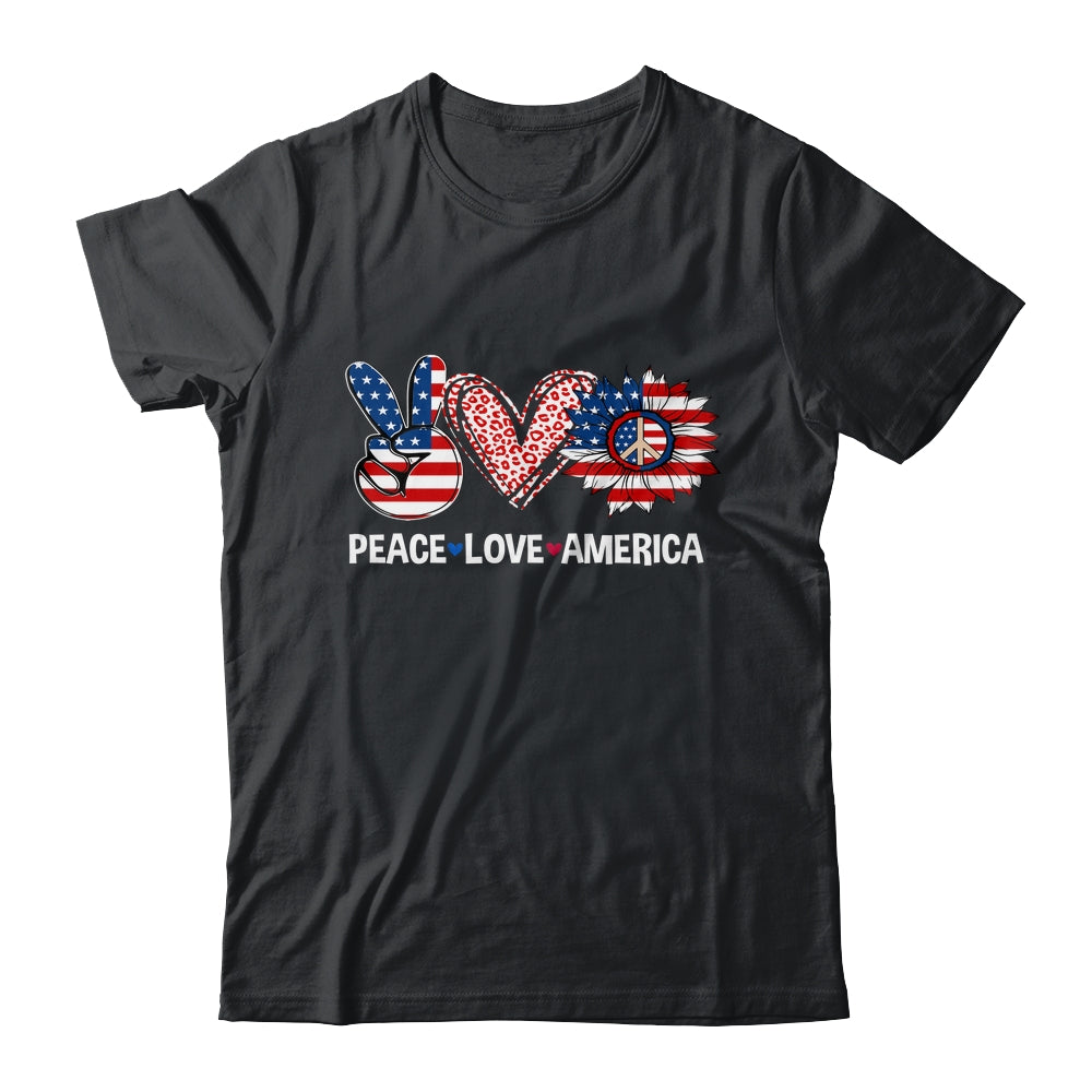 Peace Love America US Flag Fourth Womens 4th Of July Patriot Shirt & Tank Top | siriusteestore