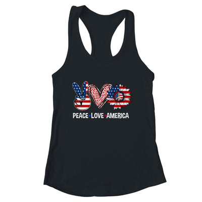 Peace Love America US Flag Fourth Womens 4th Of July Patriot Shirt & Tank Top | siriusteestore