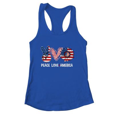 Peace Love America US Flag Fourth Womens 4th Of July Patriot Shirt & Tank Top | siriusteestore