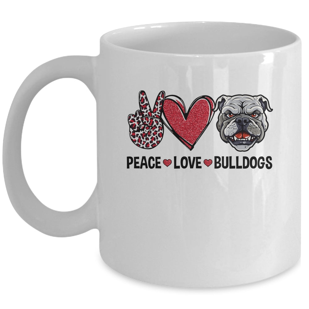 Peace Love And Bulldogs Lover Mug | siriusteestore