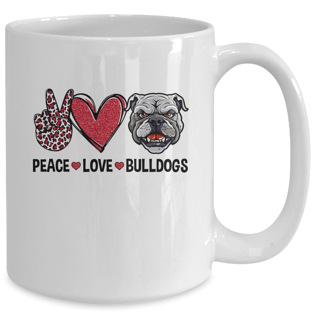 Peace Love And Bulldogs Lover Mug | siriusteestore