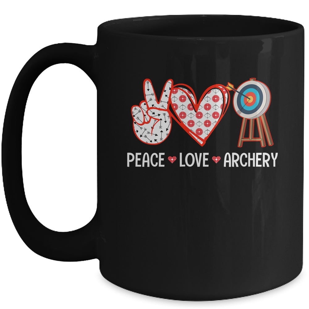 Peace Love Archery Target Men Women Girls Archers Design Mug | siriusteestore