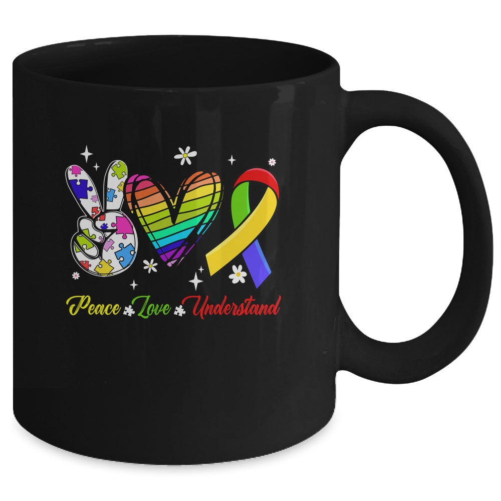 Peace Love Autism Awareness Autism Kids Mom Dad Mug | siriusteestore