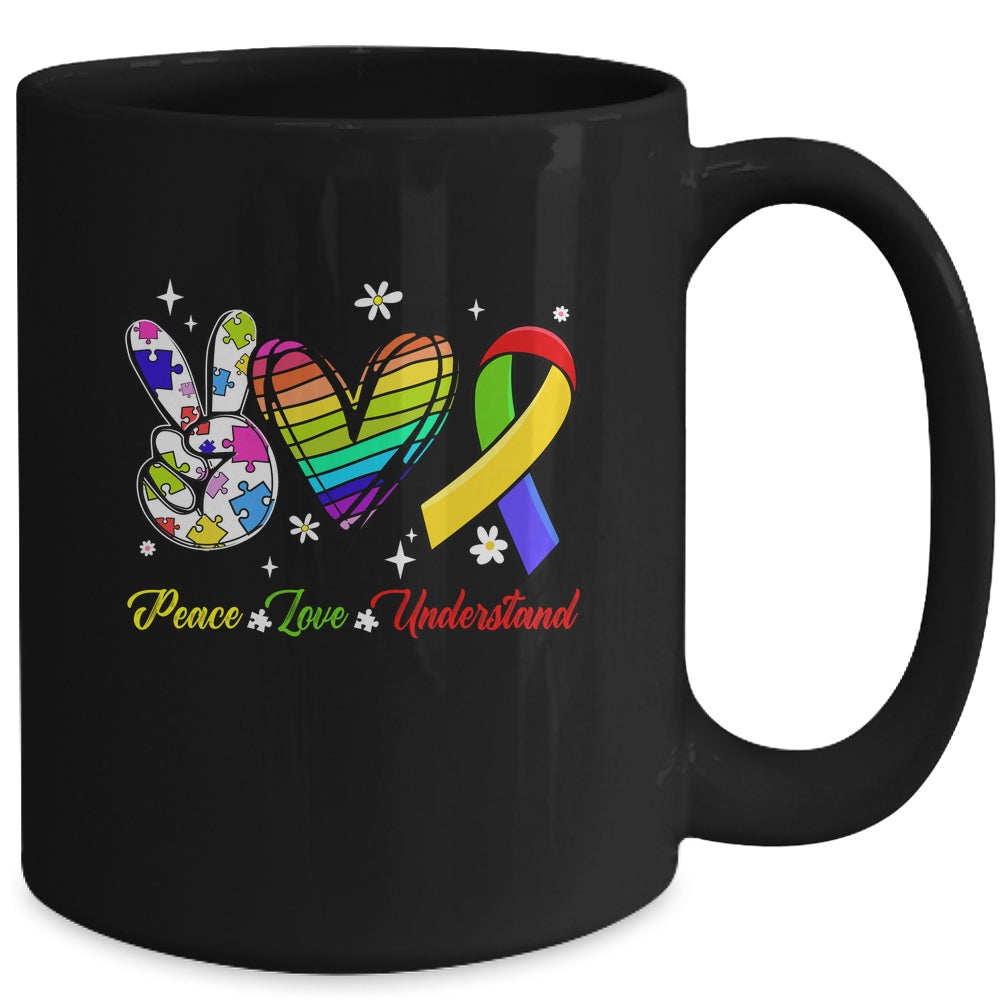 Peace Love Autism Awareness Autism Kids Mom Dad Mug | siriusteestore