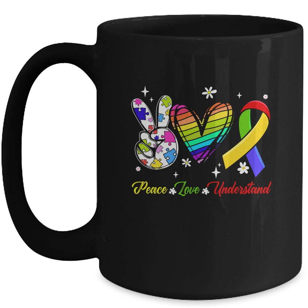 Peace Love Autism Awareness Autism Kids Mom Dad Mug | siriusteestore