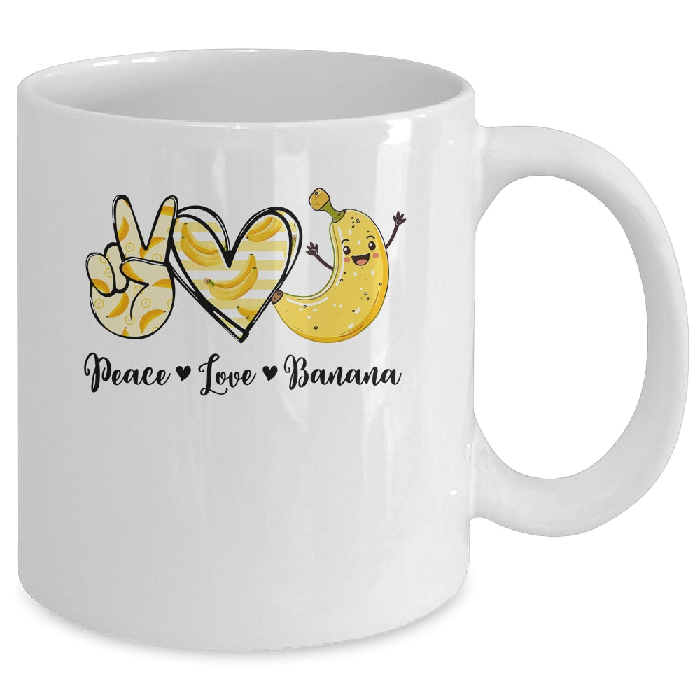 Peace Love Bananas Fresh Banana For Fruit Lover Vegan Mug | siriusteestore