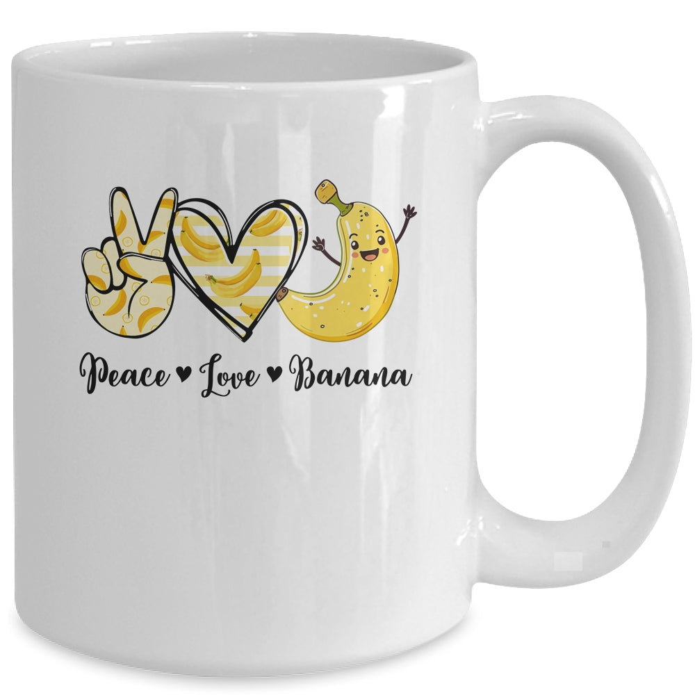 Peace Love Bananas Fresh Banana For Fruit Lover Vegan Mug | siriusteestore