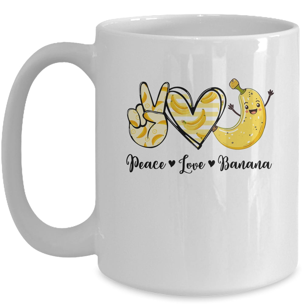 Peace Love Bananas Fresh Banana For Fruit Lover Vegan Mug | siriusteestore