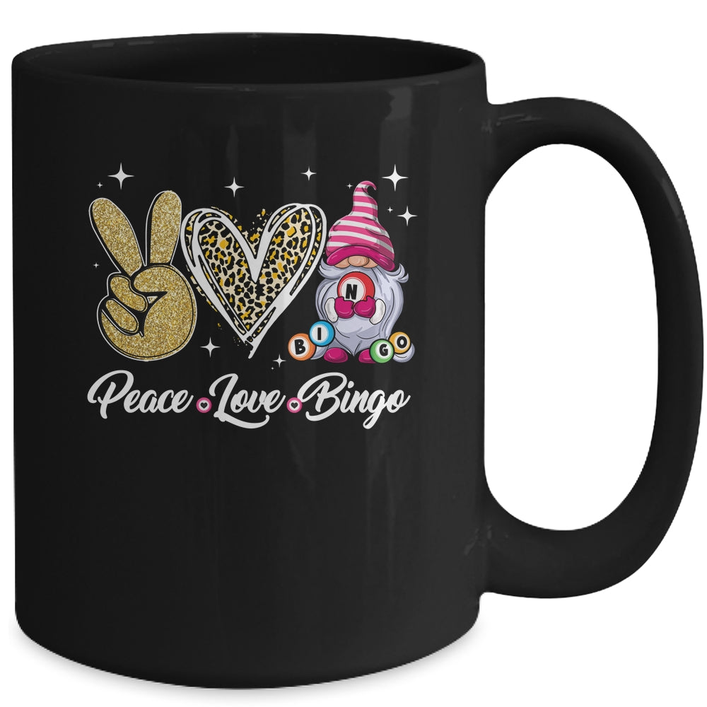 Peace Love Bingo Funny Lucky Design Bingo Gnome Lover Women Mug | siriusteestore